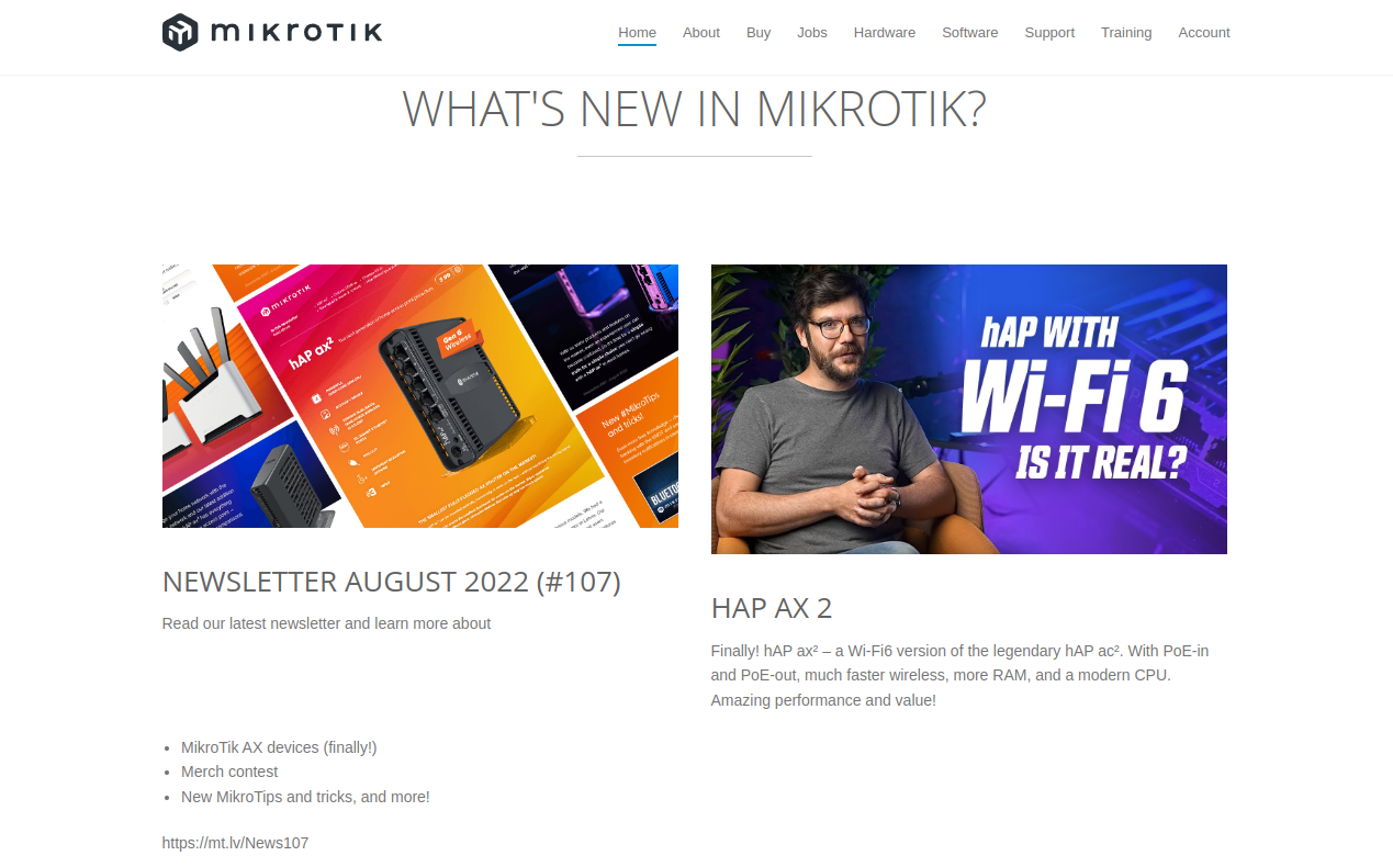 MikroTik Newsletter - Listing auf der Startseite